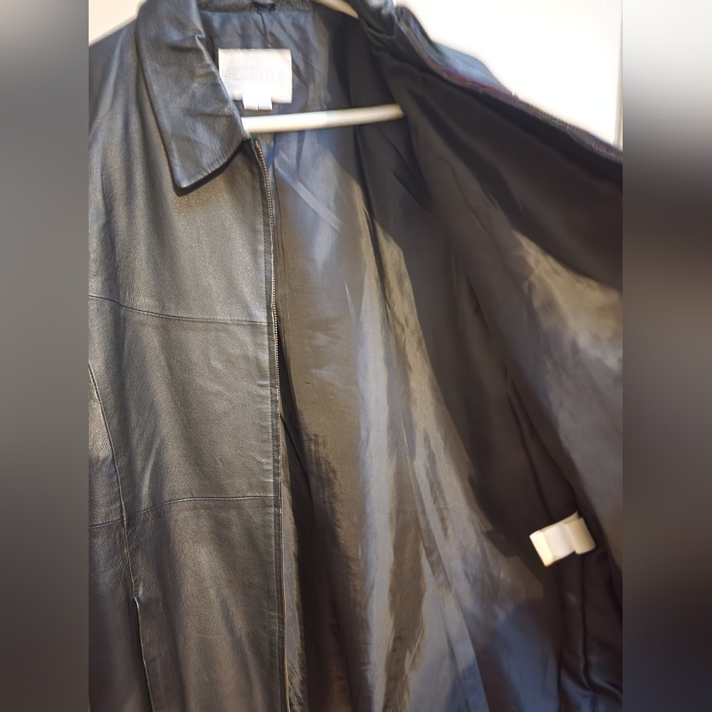 Black Leather Jacket Coat XL Studio C - Picture 3 of 7
